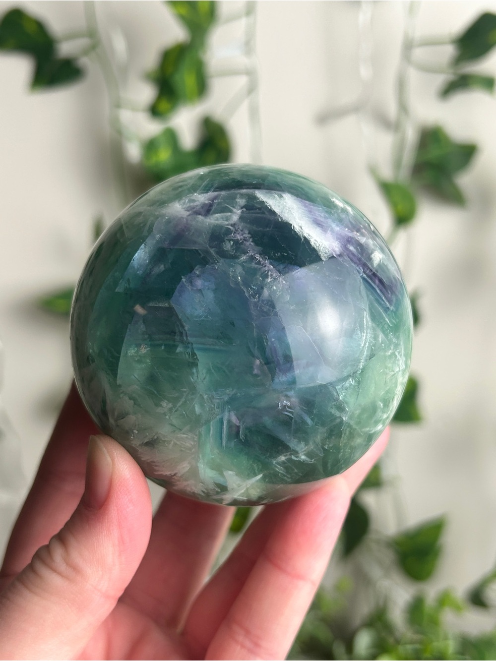 Feather Fluorite Sphere - Picture 3 of 3